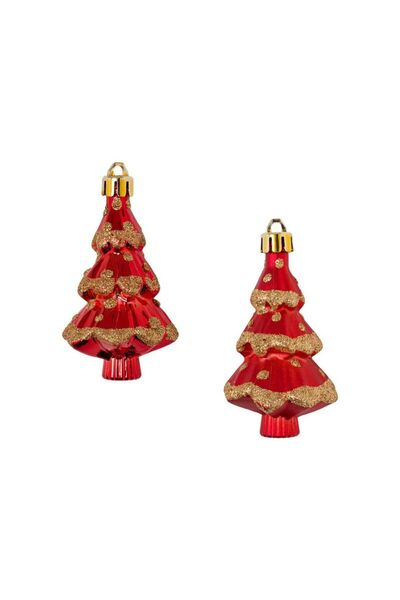 Jumbo Set Ornamente de Craciun Brazi Roşii Glitter 8cm - 3buc