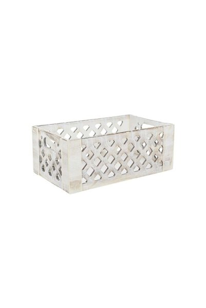 Jumbo Lada din Lemn Decorativa Alba Brushed 28x17x11.5cm