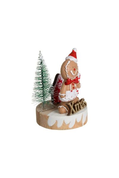 Jumbo Decoratiune de Craciun Om de Turta Dulce din Lemn pe Baza Frosty Ø7x10cm