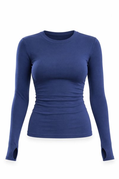5in1Canpolat Blue Crew Neck Long Sleeve T-Shirt 2449