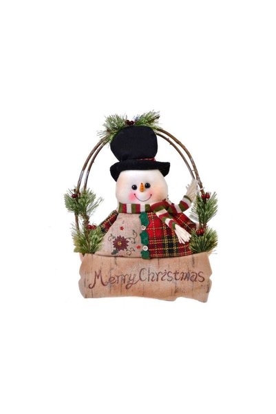 Jumbo Decoratiune Suspendabila de Craciun din Lemn Coronita Om de Zapada 37cm