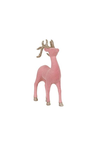 Jumbo Figurina Decorativa de Craciun Ren Roz Catifelat cu Glitter Bej 22cm
