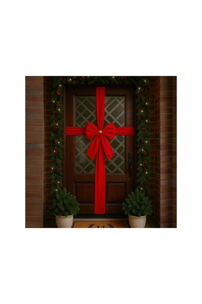 Jumbo Red Velvet Bow & Ribbon Door Ornament Set