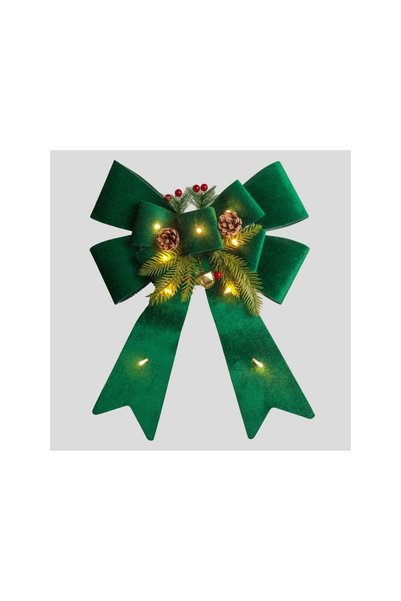 Jumbo Funda Decorativa de Craciun Verde Catifelata cu Lumina 33x43cm