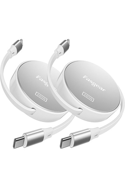 Generic كابل USB C إلى USB C قابل للسحب بقوة 240 واط، عبوة من قطعتين (3.3 قدم...