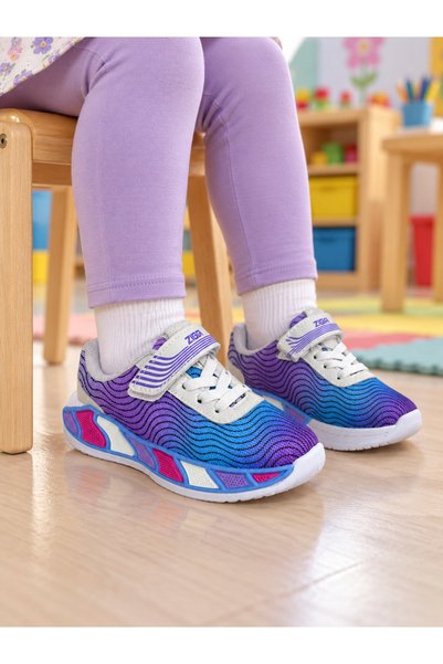 Trendline pantofi sport colorați cu talpă ortopedică cu velcro pentru fete, p...