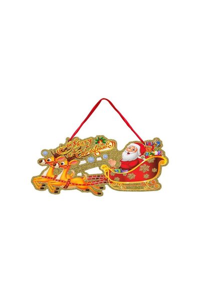 Jumbo Tablita de Lemn Decorativa de Carton Sanie cu Mos Craciun 43x20cm