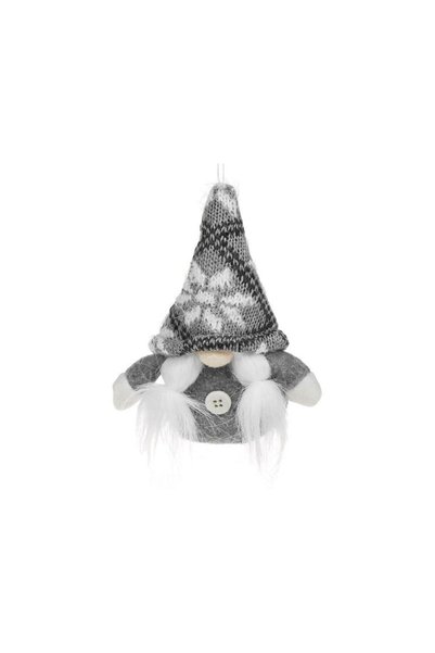 Jumbo Ornament Brad de Craciun Figurina Gnome cu Caciula Tricotata Gri Fulgi ...