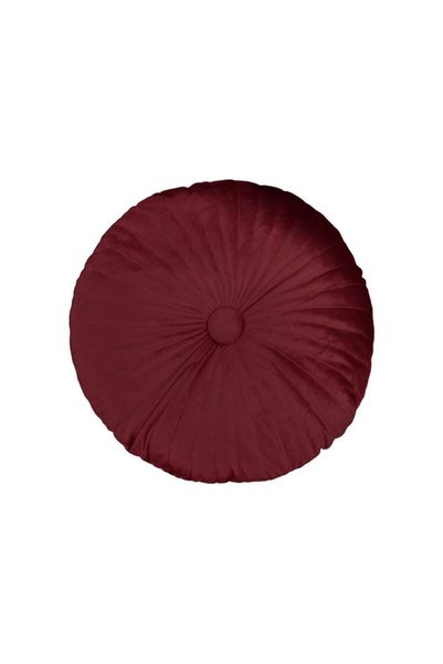 Jumbo Round Decorative Pillow Bordeaux Velvet with Buttons for Sofa Ø35cm