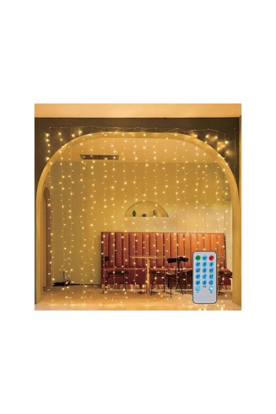 Jumbo Perdea cu 200 de Becuri LED cu Lumini Ritmice & Telecomanda 2.13x1.89m ...