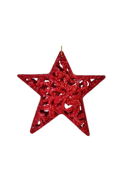 Jumbo Set Ornamente de Craciun Stele Rosii Glitter 11cm - 4buc