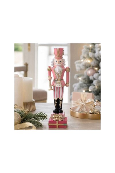 Jumbo Soldat Decorativ de Craciun cu Uniforma Roz 27cm