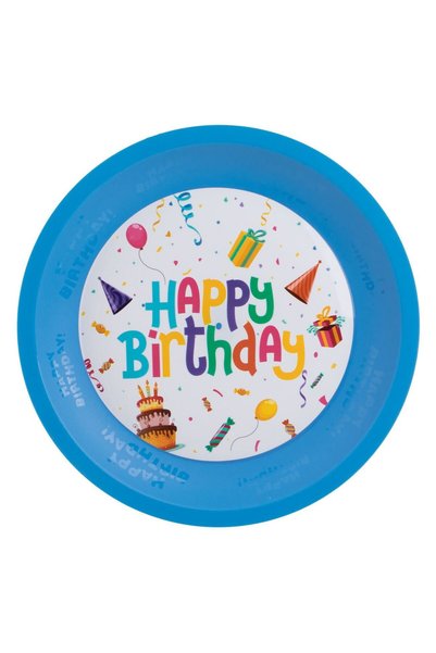 OEM Farfurie Party din Plastic Bleu Reutilizabil "Happy Birthday" Ø21cm