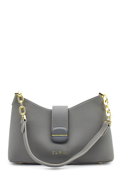 Zühre Gray Bag with Chain Strap Detail and Cover 0057
