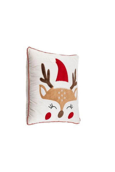 Jumbo Perna Decorativa de Craciun Alba cu Ren 35x35cm