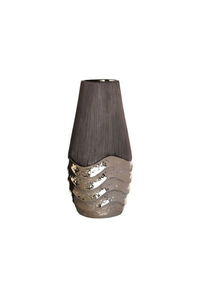 Jumbo Vaza Decorativa Maro cu Baza Reliefata de Culoare Sampanie 18x5,5x35cm