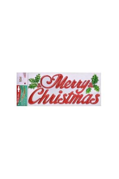 Jumbo Autocolant Decorativ de Craciun "Merry Christmas" & Vasc 38.5x16cm