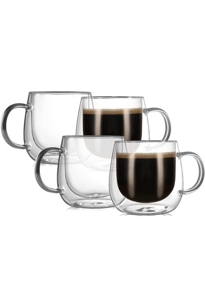 Generic 10oz Double Wall Glass Coffee Mugs,Clear Insulated Glass Espresso Mug...
