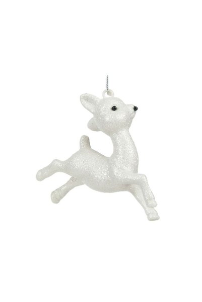 Jumbo Ornament de Craciun Brad Cerb Alb Irizat 11cm