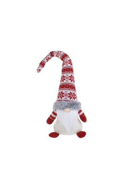 Jumbo Figurina Decorativa de Craciun Gnome cu Caciula Rosie Zacquard Imitatie...