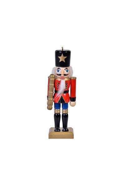 Jumbo Soldat din Lemn Decorativ de Craciun Suspendabil Uniforma Rosie Albastr...