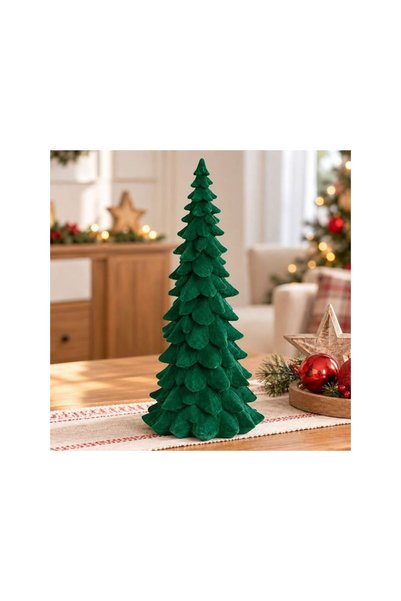 Jumbo Decoratiune 3D de Craciun Brad din Polirasina Verde Catifelat Ø13x32cm