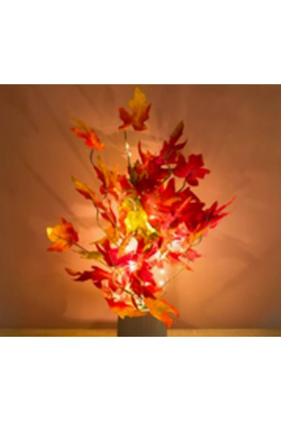 Jumbo Ghiveci decorativ cu frunze de toamna si iluminare LED, 57 cm