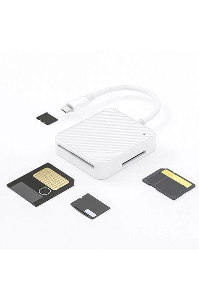 SWIUKPHE قارئ بطاقات ذكي 4 في 1، يدعم بطاقات الذاكرة M2 وSD وXD وSM، محول USB...