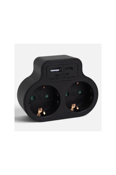 Jumbo PRIZA 2SHUCKO CU USB-A+TYPE-C NGR