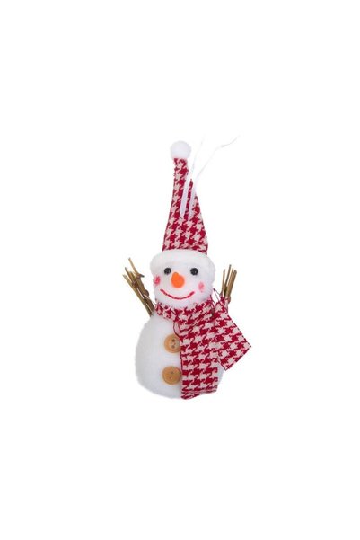 Jumbo Ornament Brad de Craciun din Spuma Om de Zapada Alb cu Caciula Fular 9cm