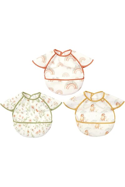 TERRIFI 3 Pack Baby Feeding Bibs with Waterproof, Reversible Pocket Design – ...