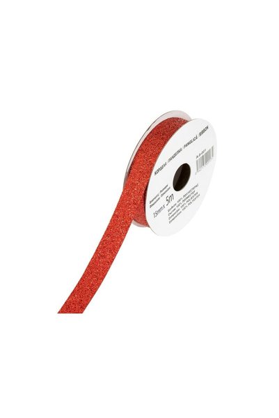 Jumbo Panglica Decorativa Rosie cu Glitter de Craciun 5mx15mm