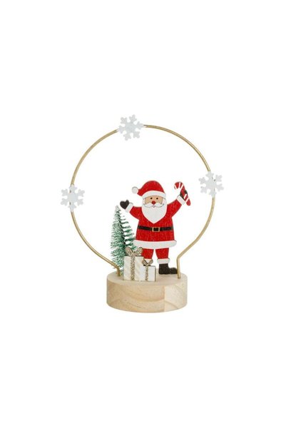 Jumbo Decoratiune din Lemn de Craciun Mos Craciun cu Brad Cadouri Glitter Ful...