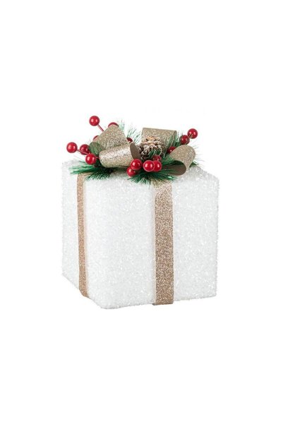 Jumbo Cadou Decorativ de Craciun din Spuma Alba Glitter Bej Sampanie Vasc 13x...