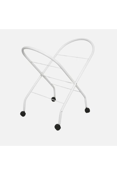 Generic Metal Moses Basket Stand with 4 Wheels and Foldable Design, White