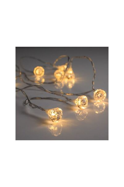 Jumbo Instalatie de Lumini cu 10 Becuri LED Diamant cu Baterii 1.65m - Alb Rece