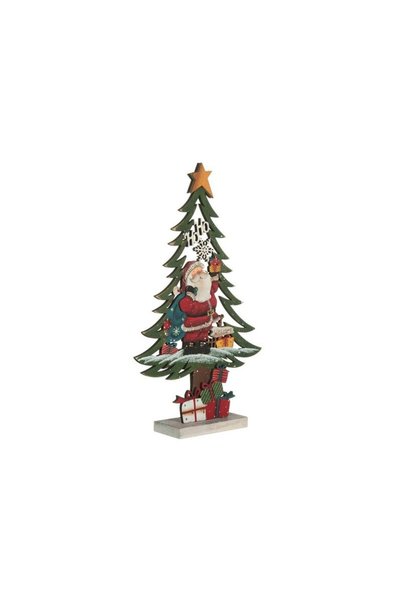 Jumbo Brad de Craciun din Lemn & Mos Craciun 43,5cm