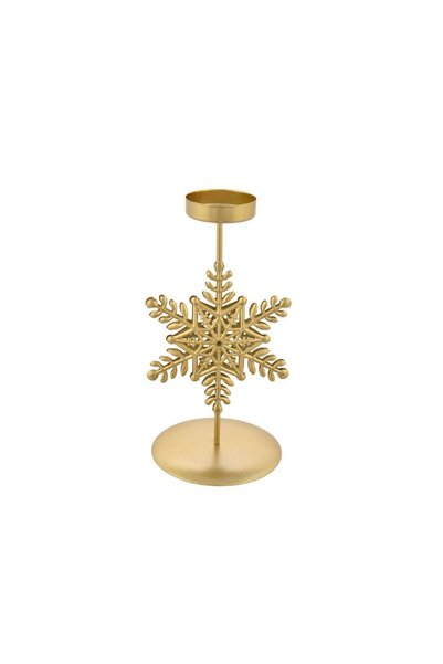 Jumbo Sfesnic Decorativ de Craciun Metalic Auriu cu Model Fulg Ø8x17cm