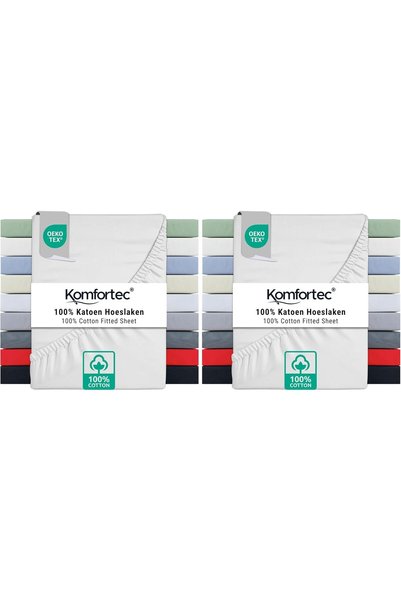 Generic ملاءة سرير جيرسي مقاس 90 × 200 سم، 100% قطن، بيضاء (عبوة من قطعتين)
