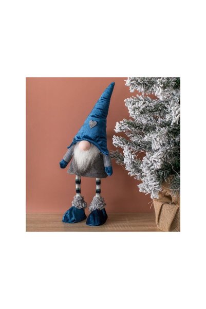 Jumbo Figurina Decorativa Gnome de Craciun cu Caciula Albastra Inima & Miscar...