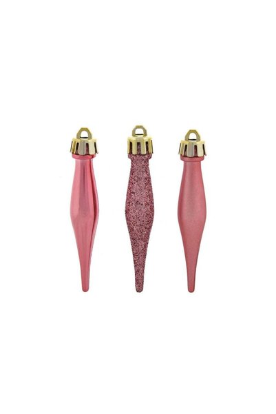 Jumbo Ornamente Brad de Craciun Turturi Roz Lucios Mat & Glitter 8cm - 18buc