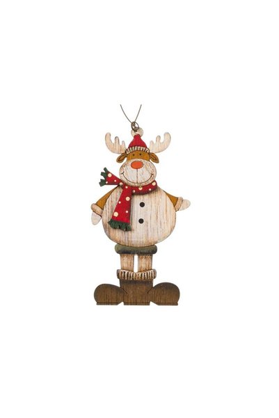 Jumbo Ornament Brad de Craciun Vintage Cerb din Lemn 11.5cm