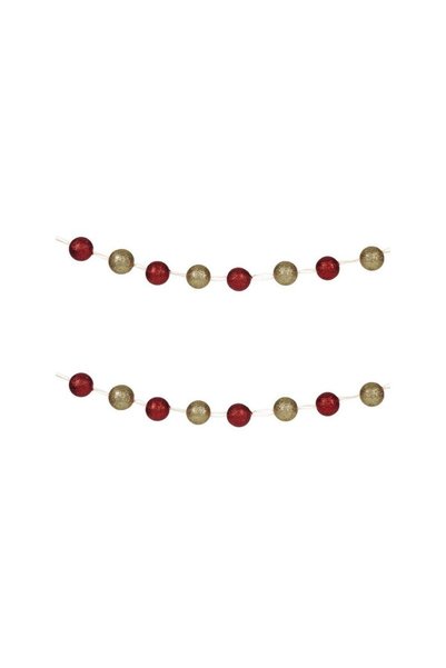 Jumbo Ghirlanda Decorativa de Craciun cu Globuri Rosii Aurii Glitter 90cm