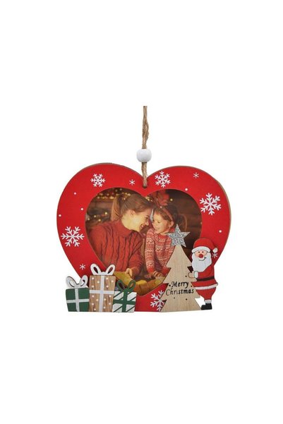 Jumbo Ornament Brad de Craciun din Lemn pentru Poza Inima Rosie Mos Craciun C...