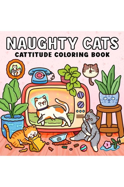 Generic Naughty Cats Coloring Book for Adults and Teens, 24 Fun And Playful D...