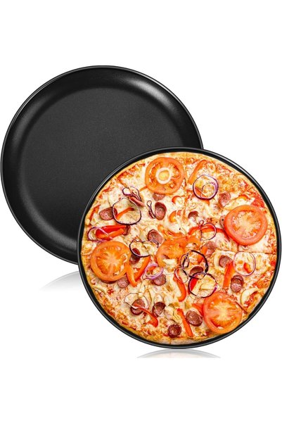 Generic طقم صواني بيتزا 10 بوصة، مجموعة من 2، صينية بيتزا غير لاصقة، صينية خب...