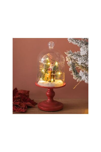 Jumbo Cupola Decorativa de Craciun cu Mos Craciun Ren & LED Ø14x31cm