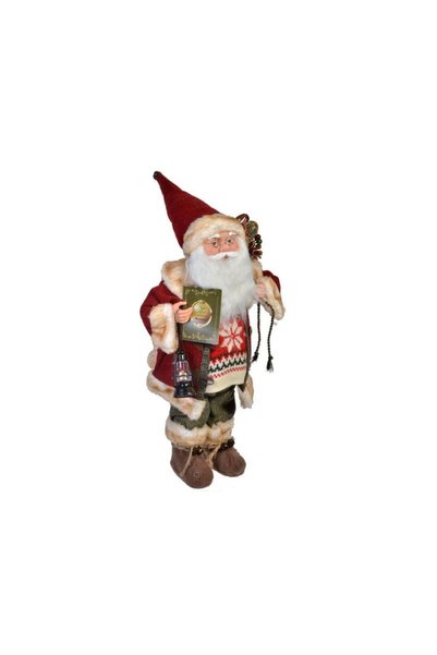 Jumbo Figurina Decorativa Mos Craciun cu Clopotel & Carte 46cm