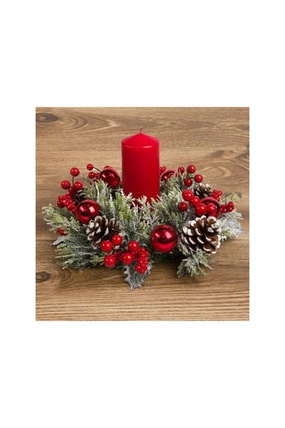 Jumbo Inel Decorativ de Craciun pentru Lumanare Conuri de Pin Bile si Pomusoa...