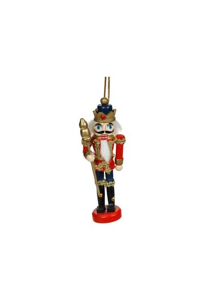 Jumbo Rege din Lemn Decorativ de Craciun Suspendabil Uniforma Albastra Rosie ...